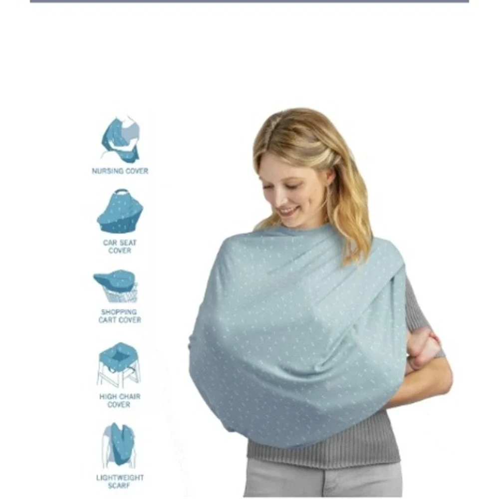 Munchkin Brica Antimicrobial Nursing Car‎ seat Cover Gray White Dot Print Snaps